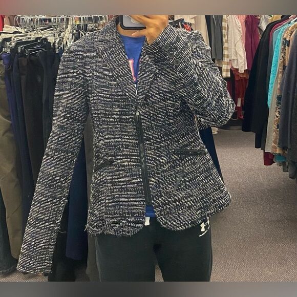 CABI Ladies 4 BLue & Black Twill Suit Jacket - Picture 4 of 8